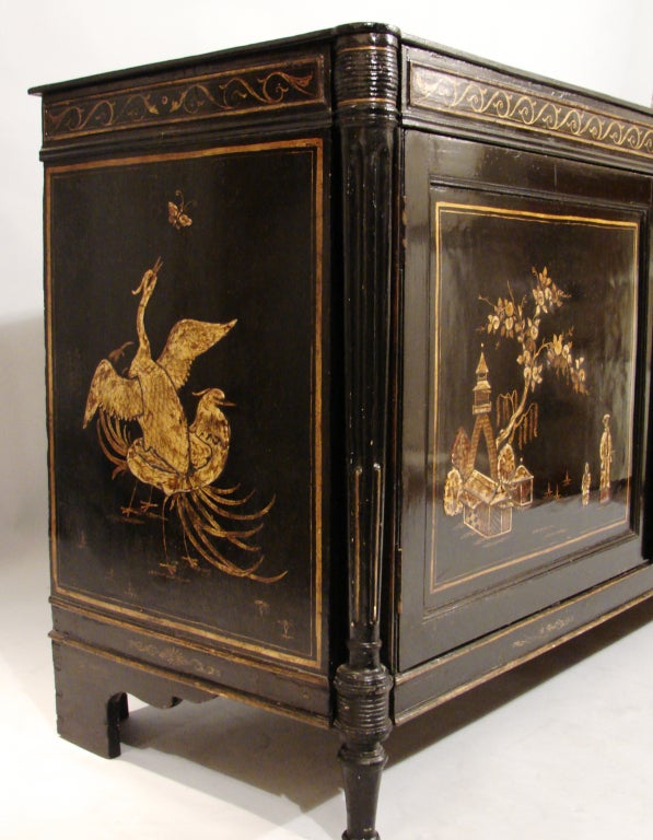 English Japanned Two Door Cabinet
