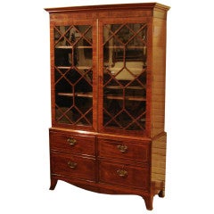 Antique Georgian Mahogany Inlaid  Bookcase with 4 Drawers