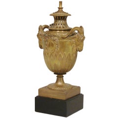 Continental Neoclassical Cast Bronze Vase with Ram's Head Motif