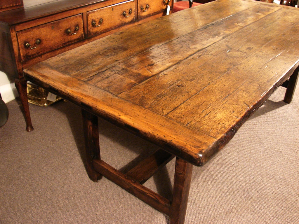 Large and Impressive Walnut Plank Top Farm Table