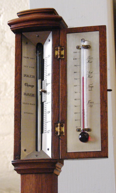 English Mahogany Marine Barometer and Thermometer