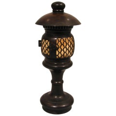 Japanese Bronze Candle Lantern with Pagoda Shaped Font.