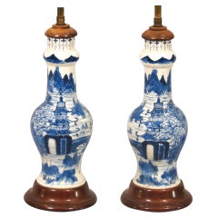 Pair of Chinese Export Porcelain Vases, Now Electrified