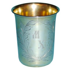 Russian Gilt 84 Standard Foliate Engraved Silver Kiddush Cup