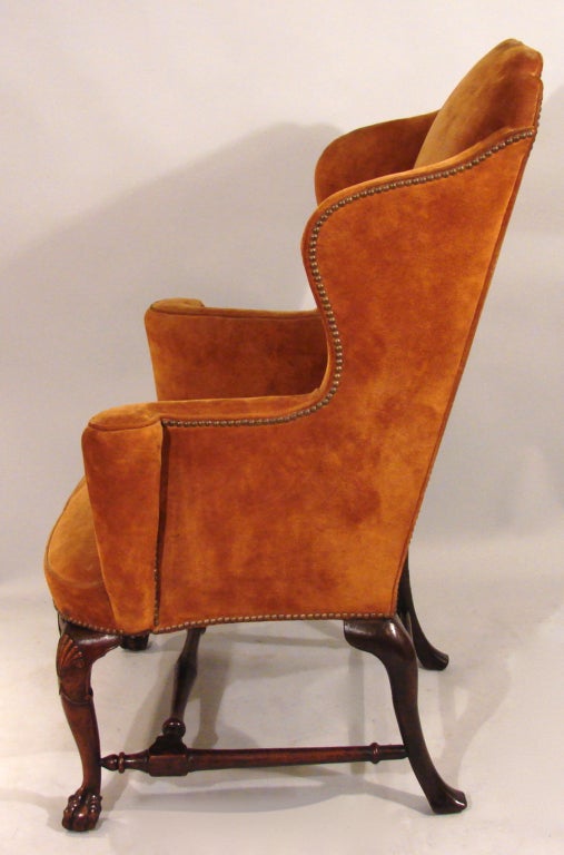 English George II Walnut Wingchair with Shell Carved Legs