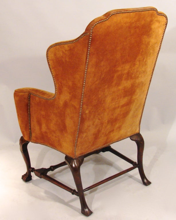George II Walnut Wingchair with Shell Carved Legs In Good Condition In San Francisco, CA