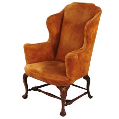 George II Walnut Wingchair with Shell Carved Legs