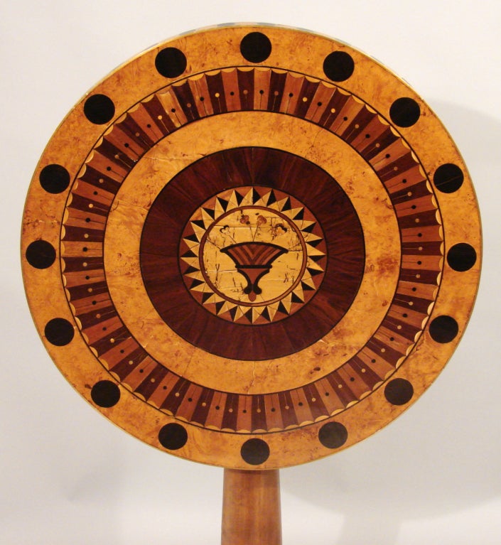 Continental Brass Mounted Amboyna And Marquetry Inlaid Table