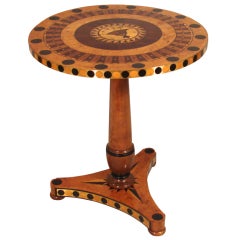 Continental Brass Mounted Amboyna And Marquetry Inlaid Table