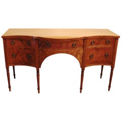 Sheraton Figured Mahogany Serpentine Front Sideboard