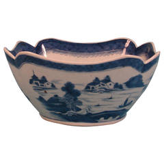Canton Blue and White Petal Form Bowl