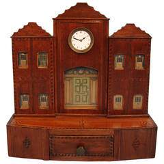 Antique American Federal Period Inlaid Mahogany Watch Holder