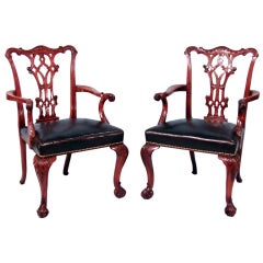 Antique Fine Set of Eight  Georgian Style Carved Mahogany Dining Chairs