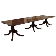 Regency Style Mahogany 3 Pedestal Dining Table