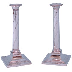 Georgian Columnar Sterling Silver Candlesticks
