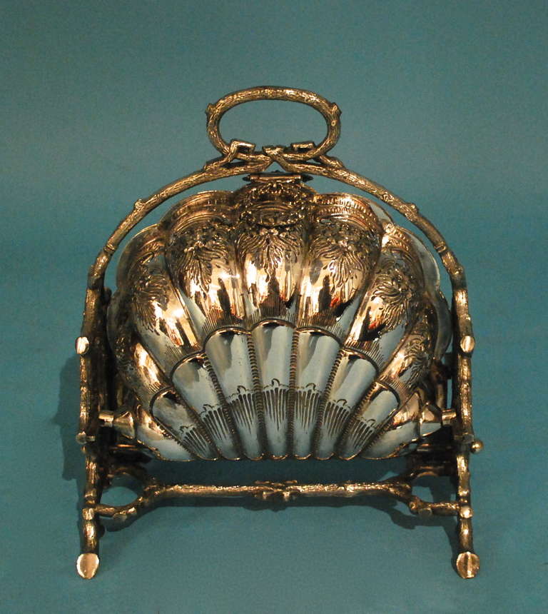 Victorian Silverplate and Gilt Biscuit Server