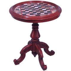 Mahogany Game Table With Marble Chessboard Inlay