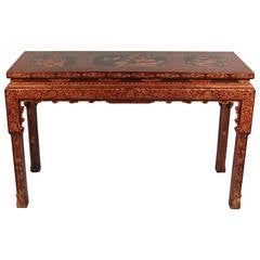 Chinese Export Black, Red and Gold Lacquer Altar Table