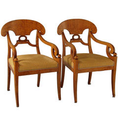 FIne Pair of Swedish Late Empire Arm Chairs