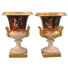 Pair of Old Paris Campagna Form Urns