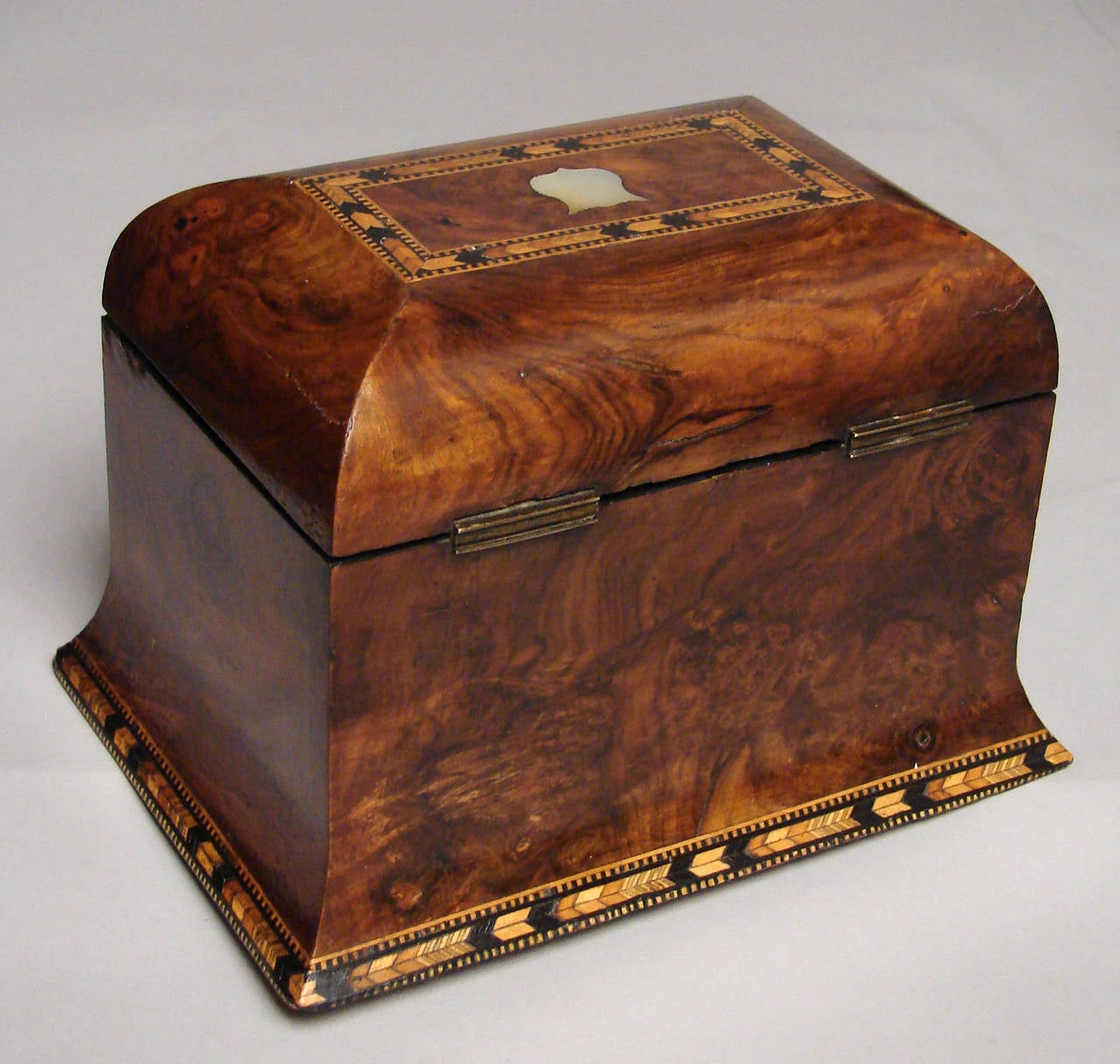 Victorian English Inlaid Walnut Tea Caddy