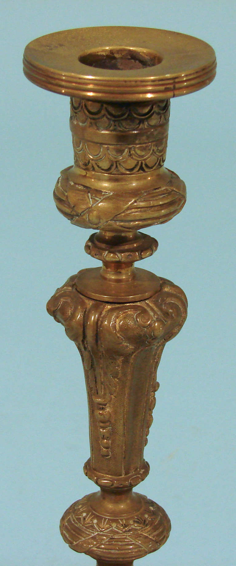 French Louis XVI Bronze Candlesticks