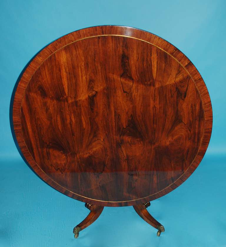 Fine Regency Rosewood Brass-Inlaid Center Table In Excellent Condition In San Francisco, CA