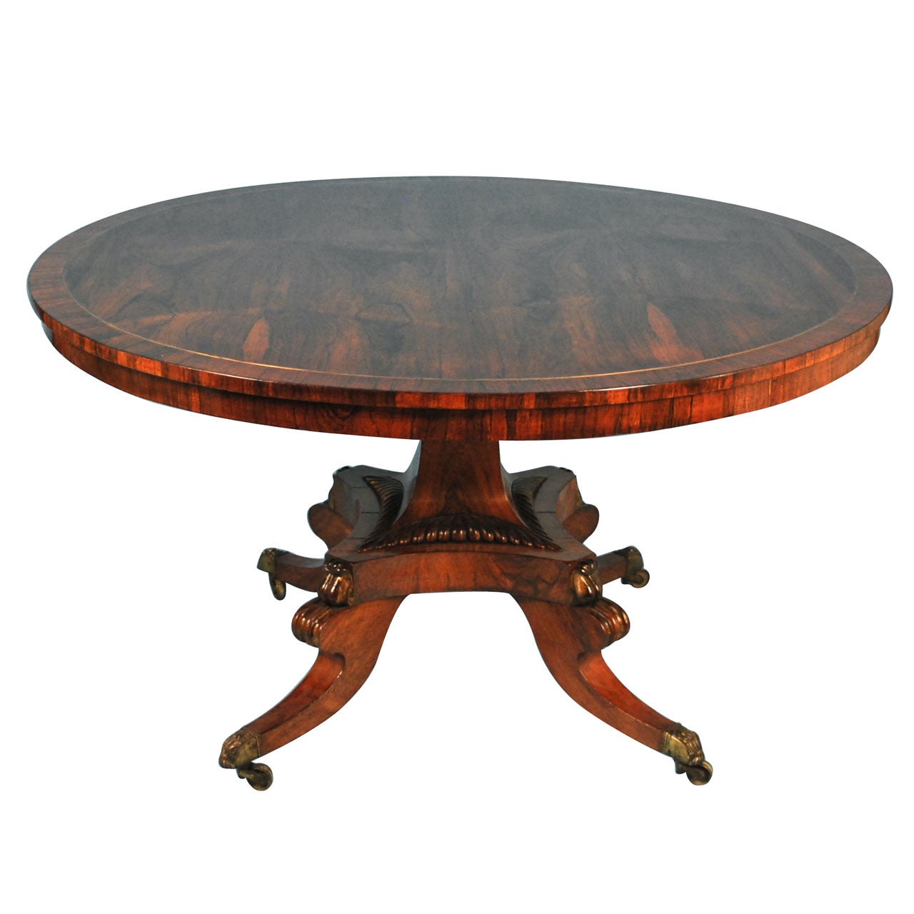Fine Regency Rosewood Brass-Inlaid Center Table