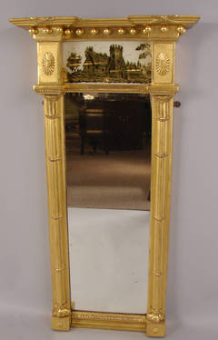 English Giltwood Mirror with Églomisé