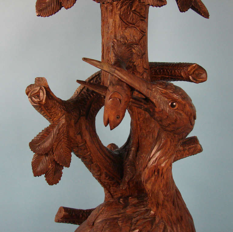 19th Century Black Forest Carved Ibis Torchere or Plant Stand