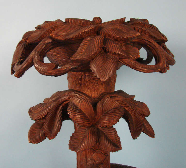 Black Forest Carved Ibis Torchere or Plant Stand 2