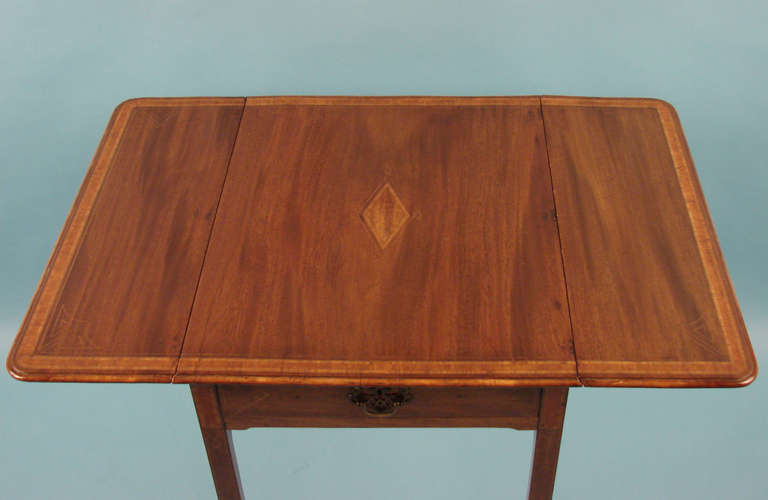 A Small Georgian Mahogany Satinwood Banded String Inlaid Pembroke Table