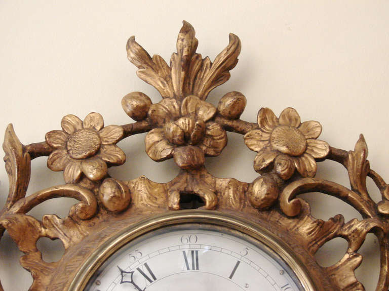 English Carved Giltwood Cartel Clock By William Langford In Good Condition In San Francisco, CA