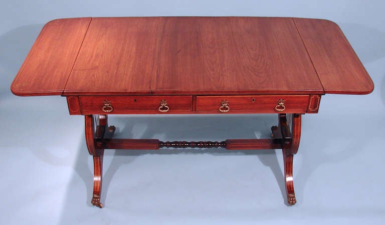 English Good Regency Rosewood Brass Inlaid Sofa Table