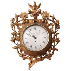 Antique English Carved Giltwood Cartel Clock By William Langford