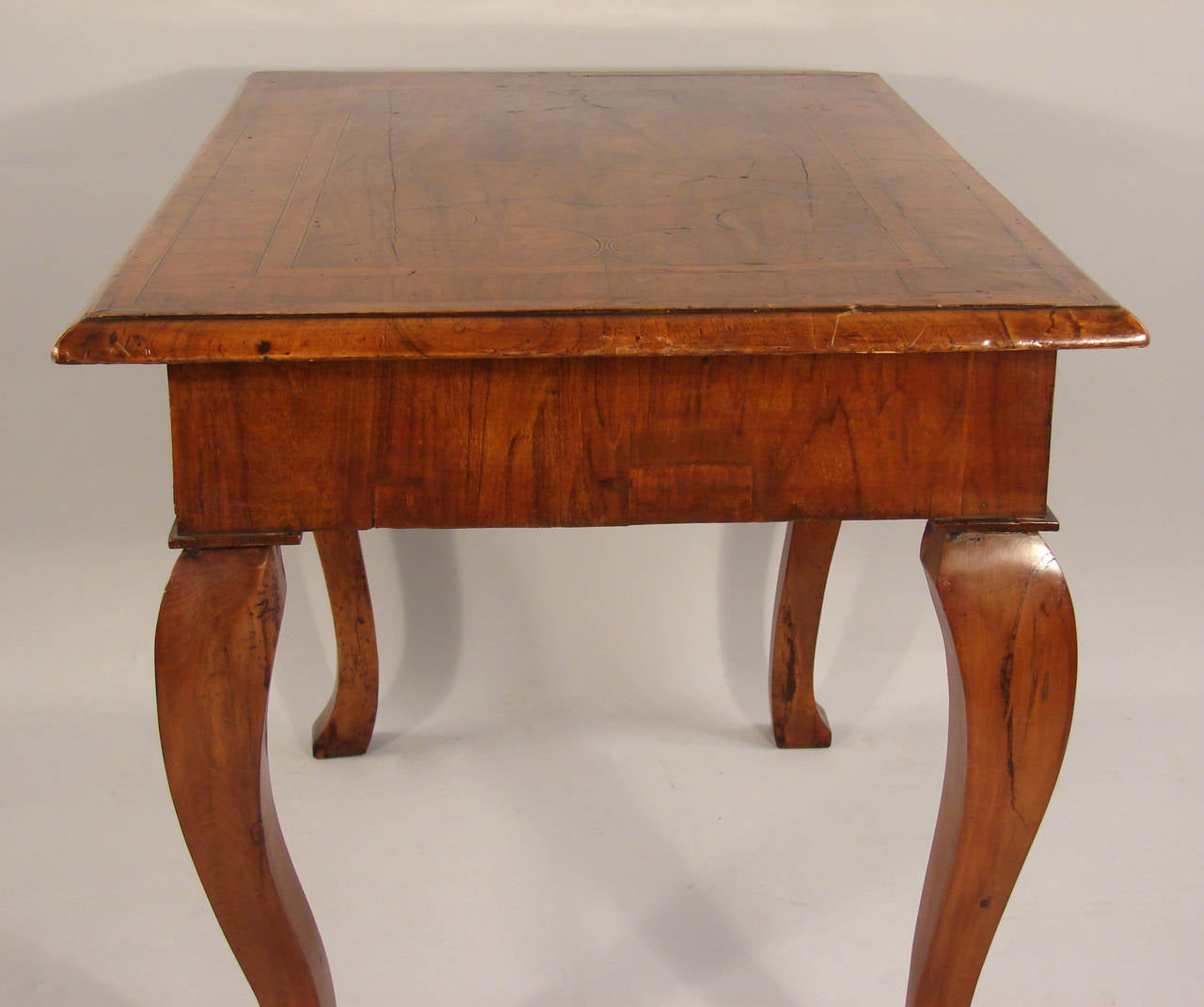 English Queen Anne Provincial Walnut Table with Drawer