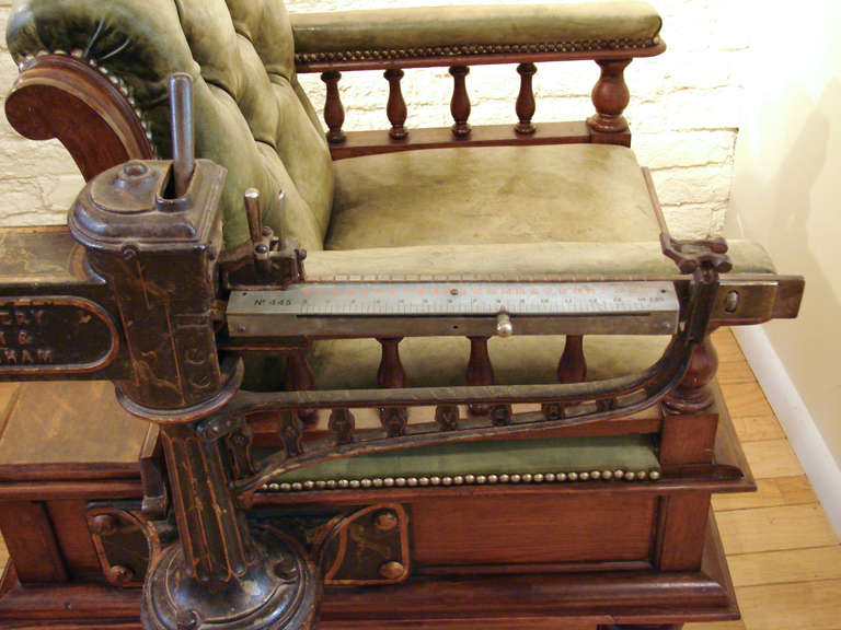 Victorian Rare English Oak Leather Upholstered Jockey Scale