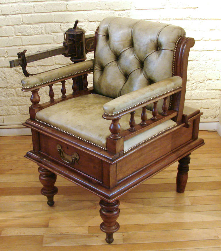 19th Century Rare English Oak Leather Upholstered Jockey Scale