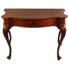 Italian Baroque Walnut Table with Drawer of Serpentine Form