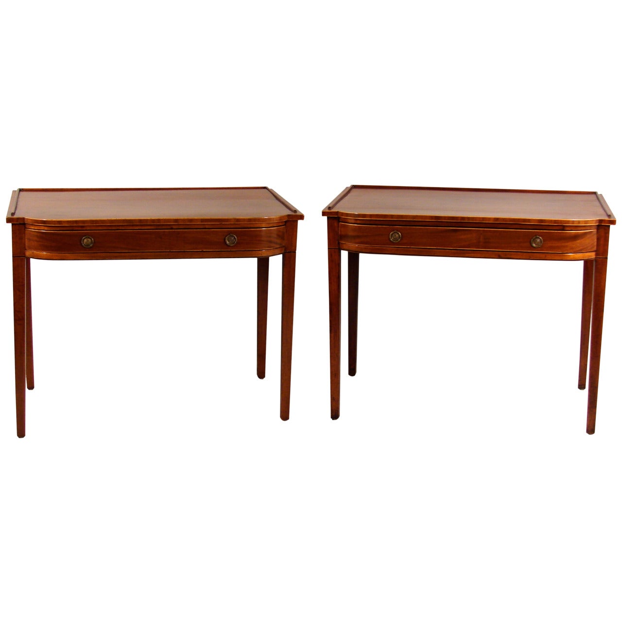 Pair of George III Mahogany Inlaid Console Tables