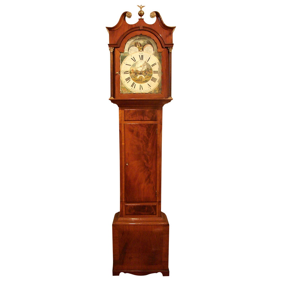English Mahogany 8 Day Time and Strike Tall Case Clock