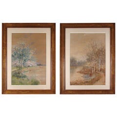 Louis Harlow Pair of Large Watercolors 6
