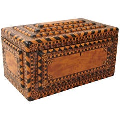 Fine and Large Continental Inlaid Satinwood Jewelry Box