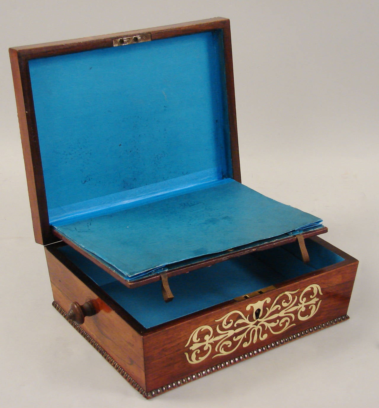 Great Britain (UK) Late Regency Rosewood Brass Inlaid Sewing Box