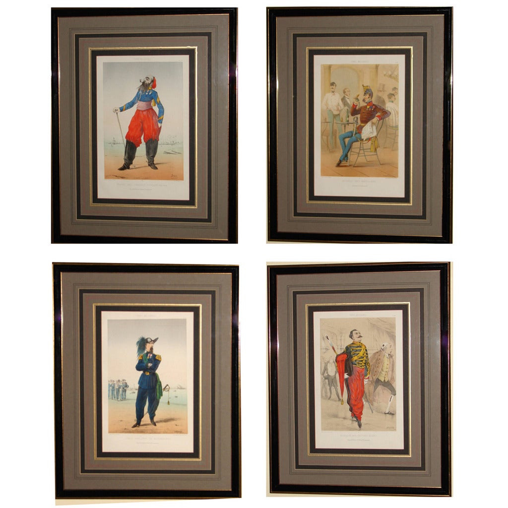 Decorative Military Prints by Draner (Jules J.G. Renard, Belgian 1833-1926)