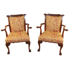 Pair of Geogian Style Upholstered Armchairs