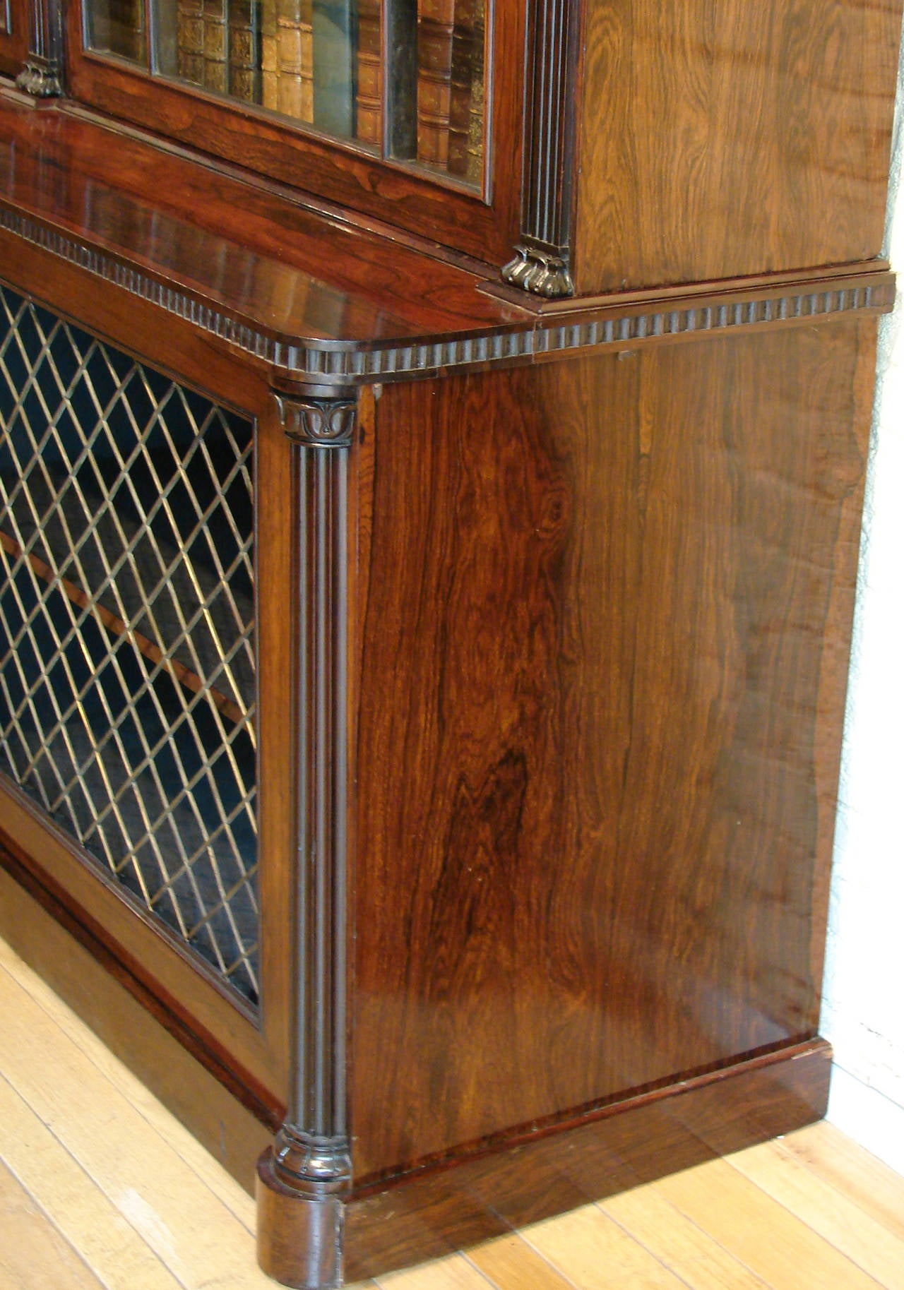 English Magnificent Regency Rosewood Bookcase of Large Scale