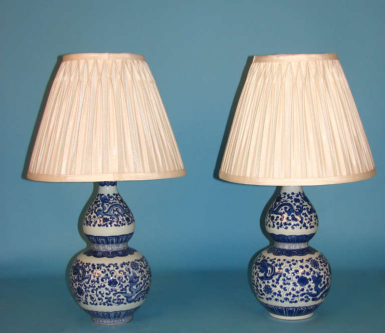 Pair of Chinese Blue and White Vases as Lamps In Excellent Condition In San Francisco, CA