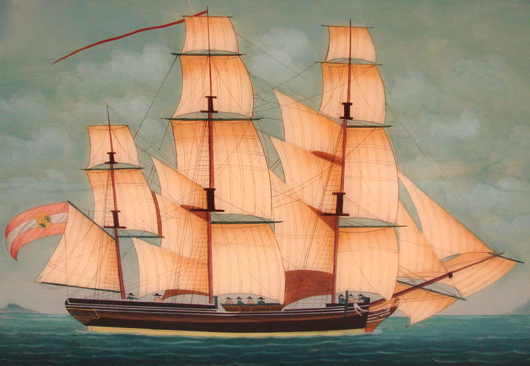 ship glass painting