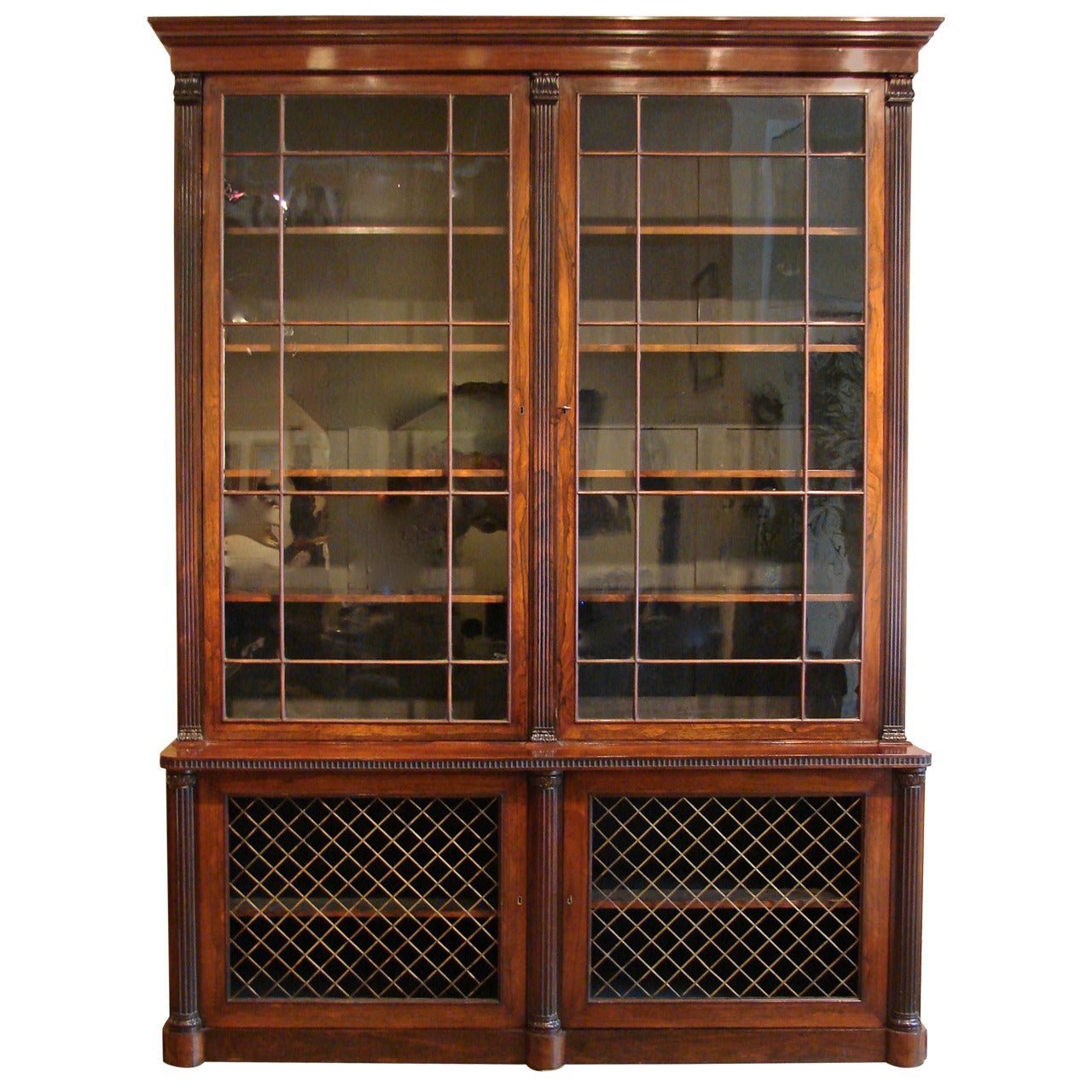 Magnificent Regency Rosewood Bookcase of Large Scale